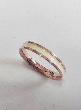 清仓处理  4mm玫瑰金白色滴油 不锈钢 戒指