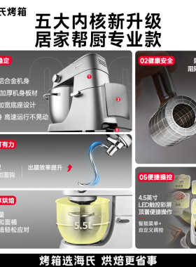 海氏M5Max厨师机揉面鲜奶多功能