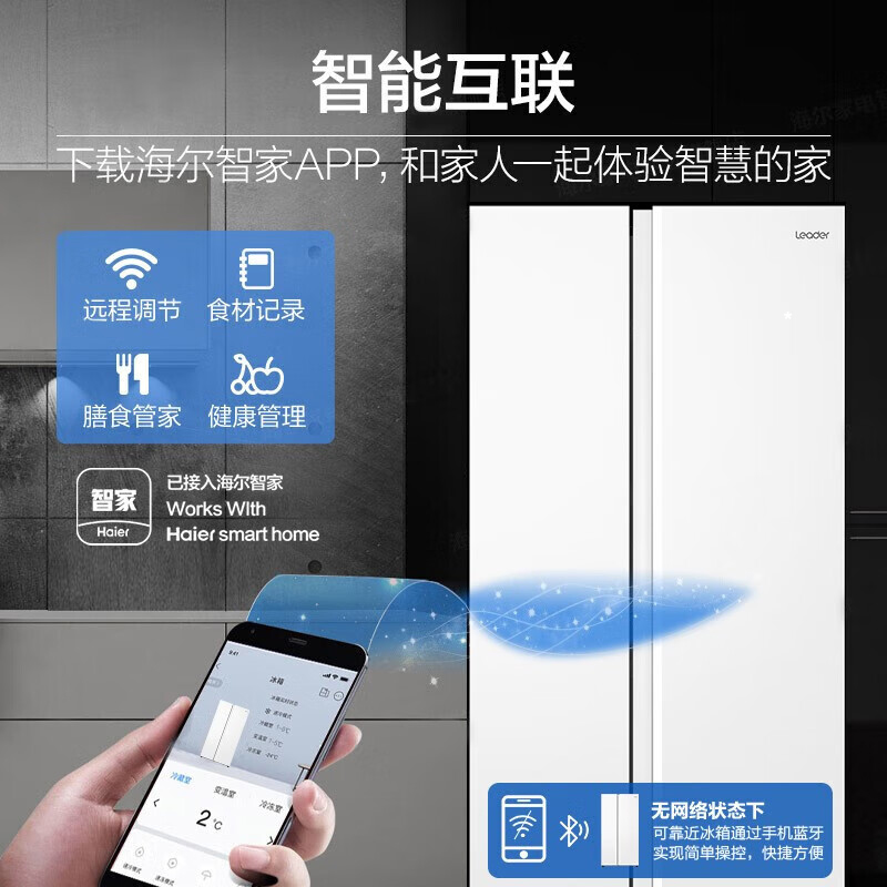 【一级能效】海尔电冰箱Leader白色539L家用对开两门双门无霜变频-图2
