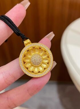 金包银玫瑰花窗罗盘太阳花项链
