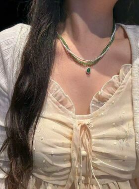 天然和田玉项链新中式叠戴款手工串珠珍珠吊坠女款显白气质礼物