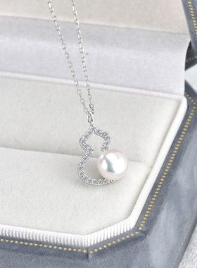 s925纯银天然淡水珍珠葫芦项链女夏天轻奢小众高级感福禄吊坠饰品