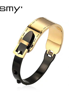 MSMY黑钛钢东大门ins潮个性网红冷淡风气质玫瑰金手镯子女款热卖