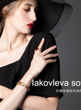 欧美风油画珐琅彩镀k金项链女景泰蓝吊坠毛衣链礼物小众轻奢闺蜜