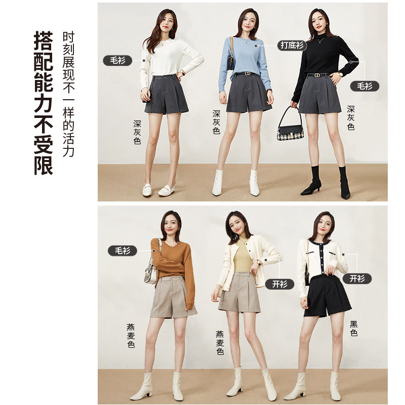 逸阳黑色三分西装女秋宽松2020短裤 逸阳海石休闲裤