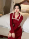 New arrival Slimming knitted dress with small fragrant lapels