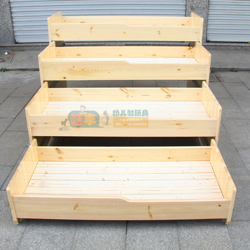 幼儿园三层 四层 五层推拉床  实木幼儿床  儿童床 抽屉床 午休床 - 图0
