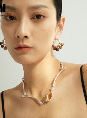 石系列石光宝气天然石平衡项链小众设计冷淡极简首饰