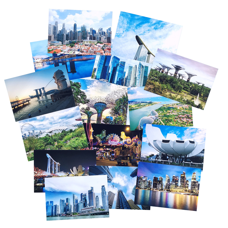 新加坡城市风光盒装明信片 狮城旅行风景亚洲贺卡15枚6寸7寸定制 - 图3