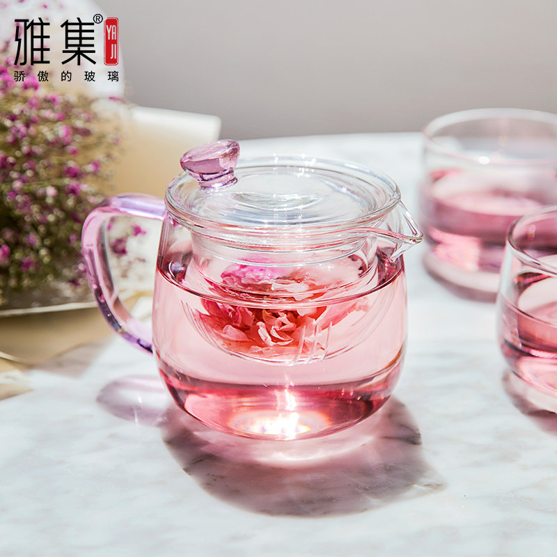 雅集恒温宝玻璃耐热保温泡茶花茶壶 雅集花草茶具