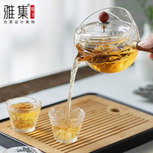 雅集茶具月映壶耐热侧把壶玻璃煮茶壶白茶煮茶器办公家用壶500ml - 图0