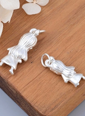 S999足银敖丙吊件 白色3D立体硬银儿童节礼物diy手串项链项坠配饰