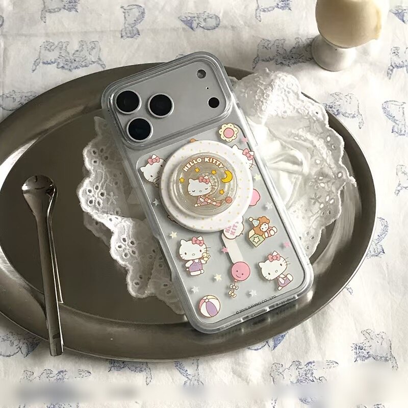 【新HelloKitty联名-泡泡骚强磁吸手机壳】美味零食坐坐KT罐头软糖袋磁吸支架适用于iphone16promax苹果15Pro