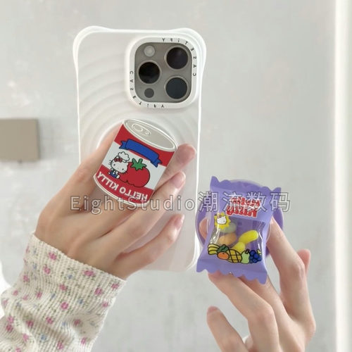 HelloKitty联名泡泡骚强磁吸手机壳白日梦美味零食坐坐戳戳KT罐头软糖袋磁吸支架适用苹果iphone17promax16-图2
