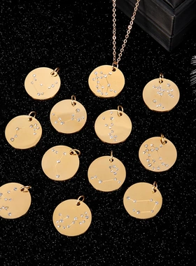 12 Zodiac Sign necklaces For Women Fashion crystal
