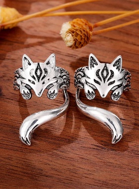 New Trendy Fox Shape Clip Earrings for Women Antique Silver