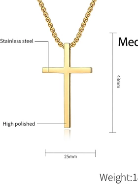 Titanium Steel Cross Necklace For Men Women Black Gold