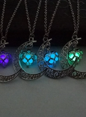 Fashion Hollow Moon Luminous Necklace For Women Glow in The