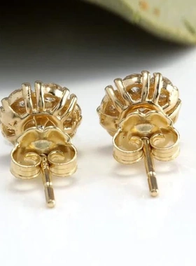 Luxury Gold Color Brilliant Cubic Zirconia Stud Earrings