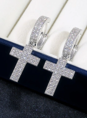 Luxury Silver Color Cross Drop Earrings for Women Stylish