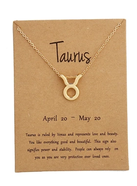 With Card 12 Zodiac Sign Necklaces Pendant Chains Choker