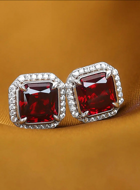 Classic Earrings Royal Noble Square Red Earrings Dress