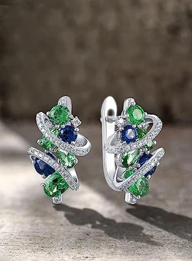 Green/Blue Cubic Zirconia Hoop Earrings for Women New