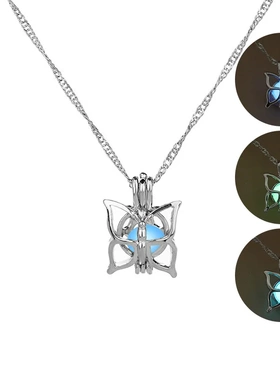 Glow in The Dark Locket necklace For Women Gun skull Heart