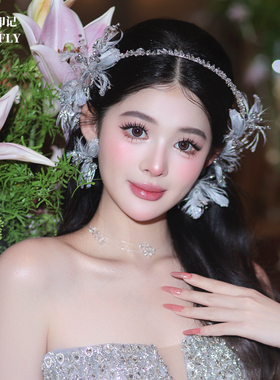 灰色羽毛发箍新娘婚纱礼服头饰