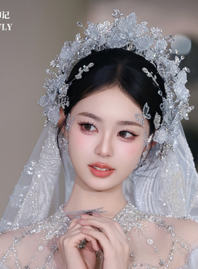 皇冠新娘头饰新款奢华大气公主高端水晶高级婚纱王冠发饰发夹套装