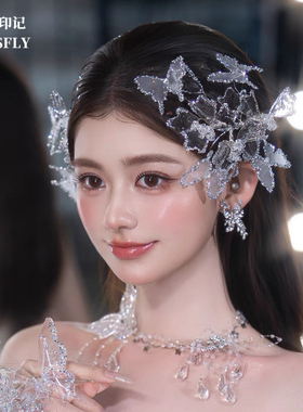 韩式新娘蝴蝶对夹发夹头饰发饰婚纱礼服婚礼结婚订婚减龄超仙灵动