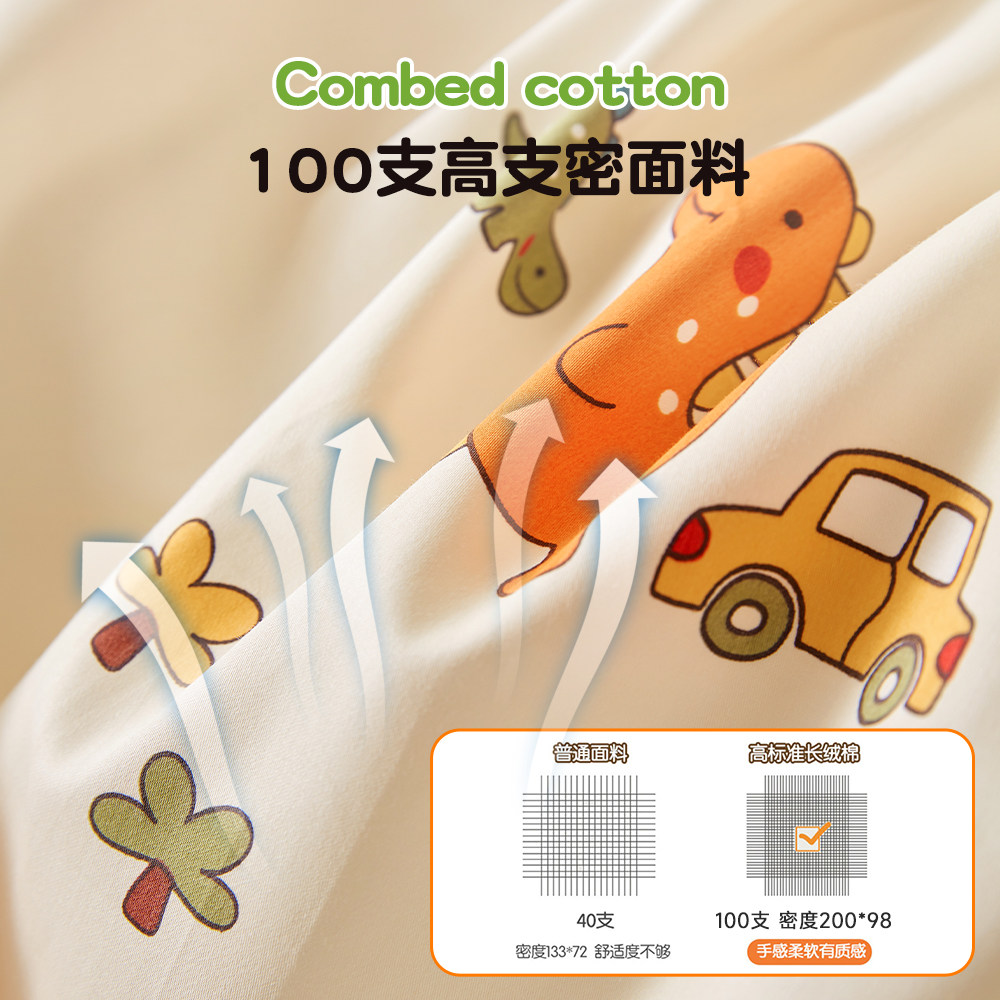 a类100支纯棉儿童被套单件120x150婴儿幼儿园宝宝被罩150x200男孩 - 图0