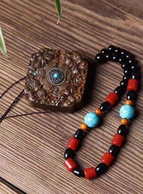 沉香木双面雕刻貔貅车挂家居摆饰