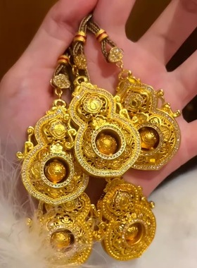 缘来由你旋转葫芦吊坠铜镀金项链