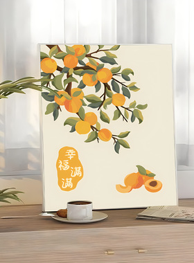 数字油画中国风油彩画diy手工填色绘画装饰画柿柿如意厂家批发