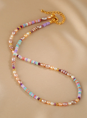 彩色糖果|多巴胺淡水天然珍珠项链巴洛克欧美多彩时尚锁骨链手链