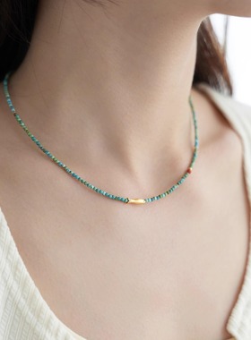 洞仙梦锦鲤|国风新中式天然2MM绿松石南红气质款项链锁骨链手链