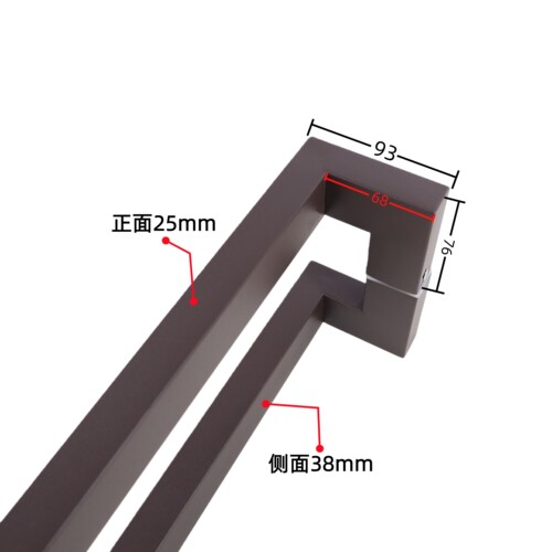 方管双弯不锈钢玻璃门亚黑大门把手拉丝玫瑰黑钛有框门KTV长拉手 - 图1