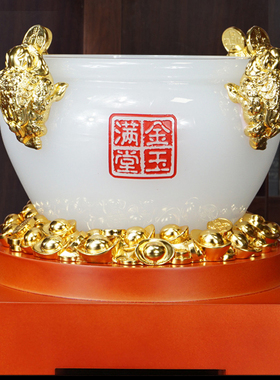 公司开业礼品招财摆件聚宝盆店铺开业吧台收银台玄关风水开运金蟾