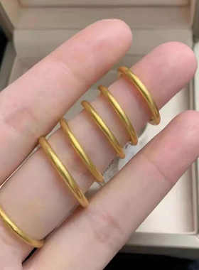 古法磨砂素圈戒指仿真黄金不掉色