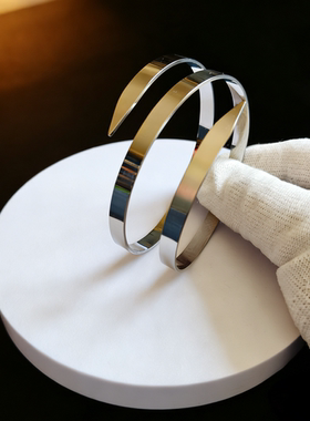 辉夜姬同款不锈钢手镯饰品网红cos开口手环极简网红爆款