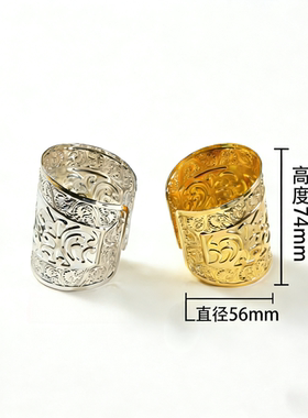 古风手饰简约油压花纹金属开口手镯复古花卉图案手环饰品敦煌飞天