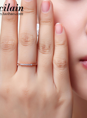 s925纯银戒指微镶群镶单排钻关节