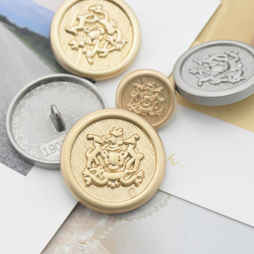 复古英伦风金属纽扣茶金色浮雕狮子头图案扣子男女西装毛衣开衫扣 - 图0