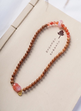 高抛库克搭配喃红貔貅0.6念珠文玩双圈跑环佛珠手串解压闺蜜手链