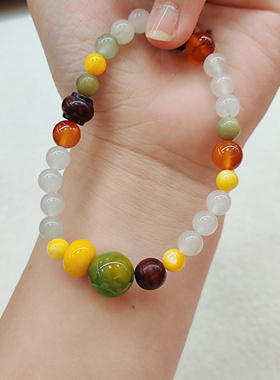 多彩玛瑙手串彩色学生手链小众ins闺蜜中式手饰品高颜值生日礼物