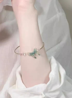 新中式绿色蝴蝶手镯2025小众设计感中国风气质饰品女闺蜜手饰
