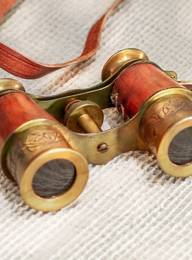 复古风黄铜牛骨手持观剧双筒摆件