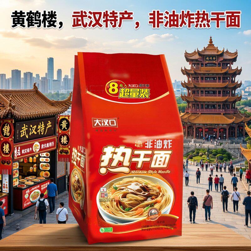 湖北特产8人份大汉口武汉热干面非油炸干拌面熟化碱面速食方便面