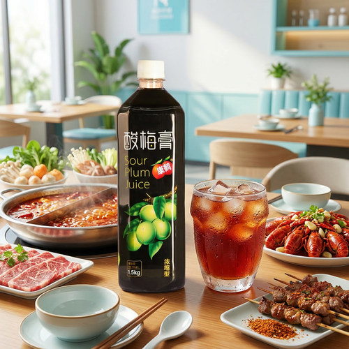 康鹤酸梅膏浓缩1:9兑水乌梅汁山楂汁酸梅汤浓缩饮料1500gX2瓶 - 图2